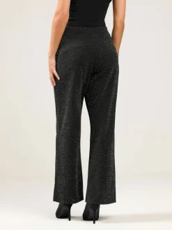 M&Co Black Petite Metallic Wide Leg Trousers Clearance