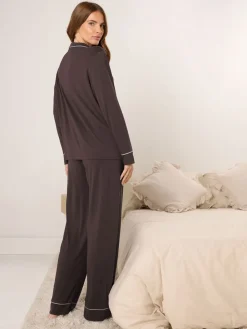 M&Co Brown Long Sleeve Pyjamas Set Clearance