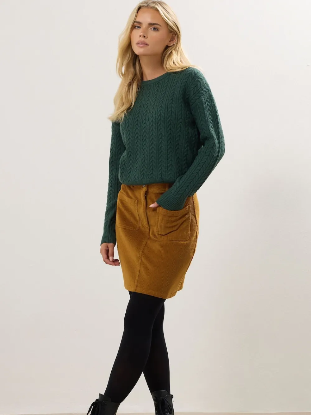 M&Co Brown Petite Cord A-Line Skirt Clearance