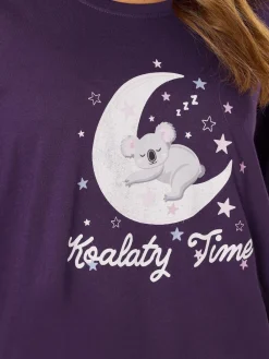 M&Co Purple Koalaty Time Long Sleeve Wide Leg PJ Set Online