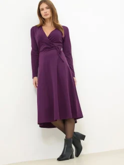 M&Co Long Sleeve Wrap Dress Purple Outlet