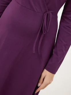 M&Co Long Sleeve Wrap Dress Purple Outlet