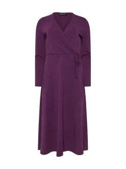 M&Co Long Sleeve Wrap Dress Purple Outlet