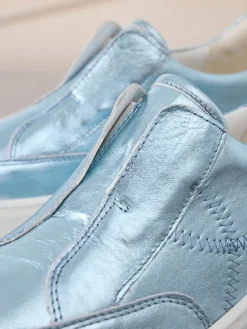 Next Slip On Signature Leather Chunky Wedge Platform Trainers Metallic Clearance