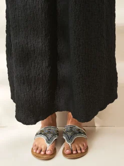 Next Metallic Standard/Wide Fit Chunky Beaded Toe Thong Sandals Outlet