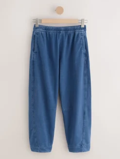 Next Barrel Leg Denim Jersey Trousers Mid Blue Best