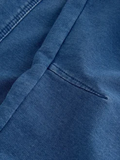 Next Barrel Leg Denim Jersey Trousers Mid Blue Best