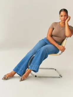 Next High Rise Stretch Wide Leg Hourglass Jeans Mid Blue Hot