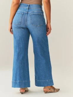 Next High Rise Stretch Wide Leg Hourglass Jeans Mid Blue Hot