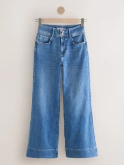 Next High Rise Stretch Wide Leg Hourglass Jeans Mid Blue Hot