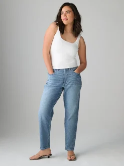 Next Hourglass Comfort Stretch Column Mom Jeans Mid Blue Outlet