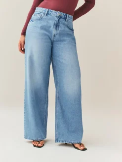 Next Hourglass Wide Leg Jeans Mid Blue Outlet
