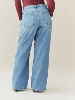 Next Hourglass Wide Leg Jeans Mid Blue Outlet
