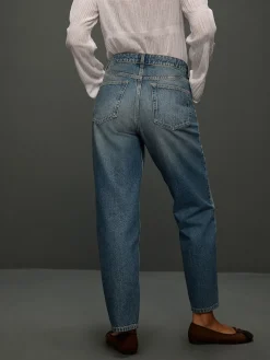 Next Mid Rise Ankle Straight Leg Jeans With Scarf Mid Blue Polka Dot Online