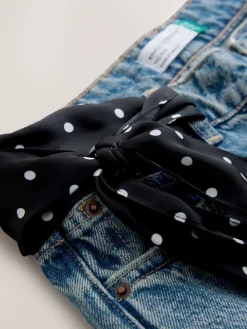 Next Mid Rise Ankle Straight Leg Jeans With Scarf Mid Blue Polka Dot Online