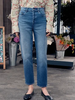 Next Stovepipe Straight Leg Jeans Mid Blue Online