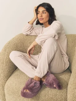 Next Mink Brown Bunny Faux Fur Slider Slippers