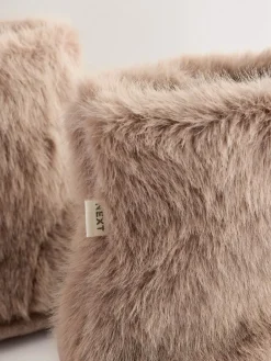 Next Faux Fur Boot Slippers Mink Brown Hot