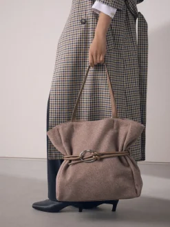 Next Mink Brown Felt Belted Shoulder Bag Hot