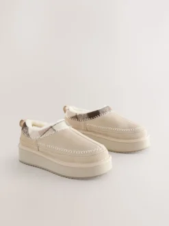 Next Forever Comfort® Leather Fur Lined Cosy Platform Shoes Mink Brown New