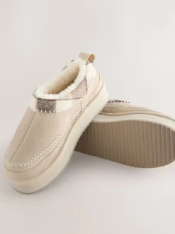 Next Forever Comfort® Leather Fur Lined Cosy Platform Shoes Mink Brown New