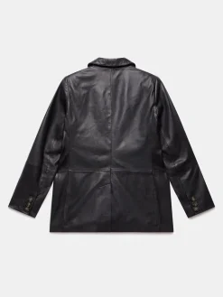 Mint Velvet Black Leather Single Breasted Blazer Sale