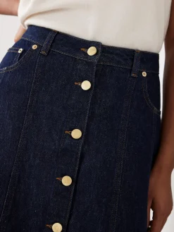 Mint Velvet Blue Denim Midi Skirt Hot