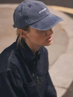 Mint Velvet Blue Denim Slogan Cap Outlet