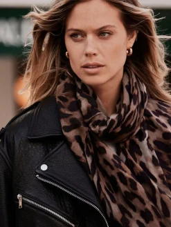 Mint Velvet Cream Leopard Print Scarf Hot