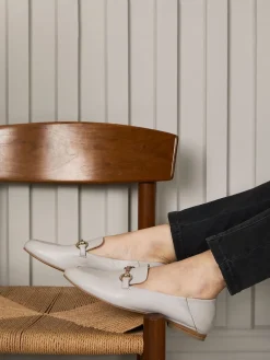 Mint Velvet Leather Camille Loafers Stone Cream Best