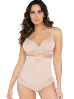 Miraclesuit High Waisted Sheer Firm Tummy Control Thong Warm Beige Best