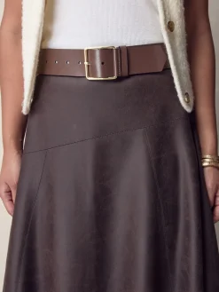 Next N. Premium Made In Italy Wide Leather Belt Mocha Brown