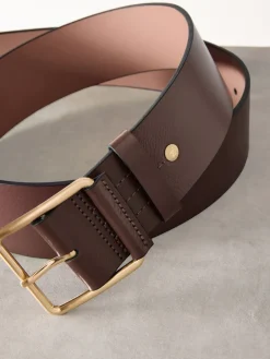 Next N. Premium Made In Italy Wide Leather Belt Mocha Brown