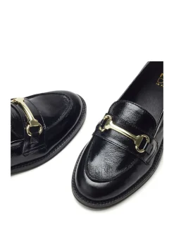 Moda in Pelle Elarra Flat Loafers With Snaffle Trim Black Clearance