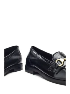 Moda in Pelle Elarra Flat Loafers With Snaffle Trim Black Clearance