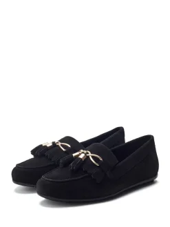 Moda in Pelle Essana Chain And Tassel Detail Moccasins Black New