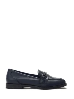 Moda in Pelle Elarra Flat Loafers With Snaffle Trim Blue Hot