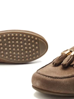 Moda in Pelle Essana Chain And Tassel Detail Moccasins Natural Clearance