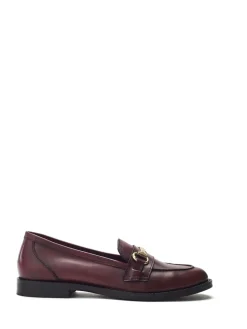 Moda in Pelle Elarra Flat Loafers With Snaffle Trim Red Clearance