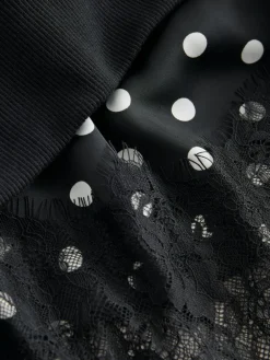 Next Mono Spot 2-In-1 Sweatshirt With Satin Midi Skirt New