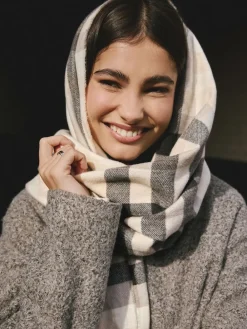 Next Midweight Scarf Monochrome Check Clearance