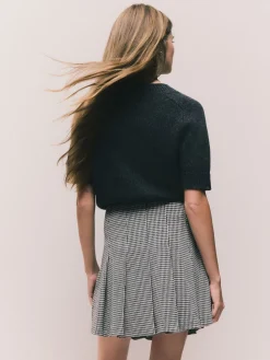 Next Mini Jersey Pleated Skirt Monochrome Check Best
