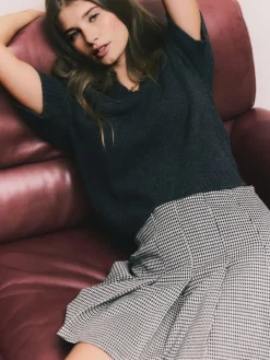 Next Mini Jersey Pleated Skirt Monochrome Check Best