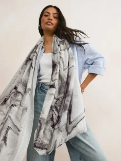 Next Monochrome Marble Plisse Lightweight Scarf Online