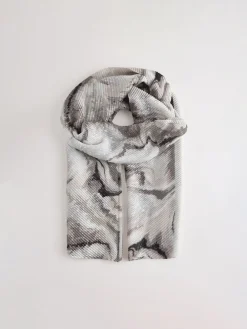 Next Monochrome Marble Plisse Lightweight Scarf Online