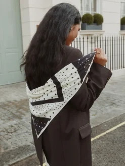 Next Monochrome Polka Dot Print Satin Square Scarf