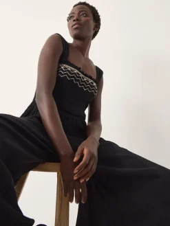 Monsoon Black Billie Embroidered Jumpsuit New