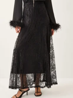 Monsoon Black Luna Lace Maxi Skirt Hot