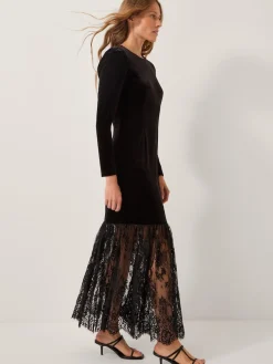 Monsoon Black Verity Velvet Lace Maxi Dress Online