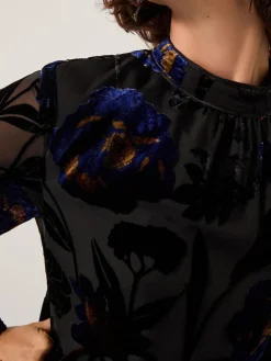 Monsoon Blue Giselle Sheer Floral Devoré Midi Dress New